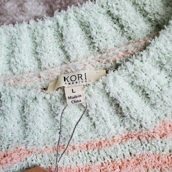 Kori America Fuzzy Fleece Striped Sweater NWT Oversized SZ L Womens - Picture 3 of 8